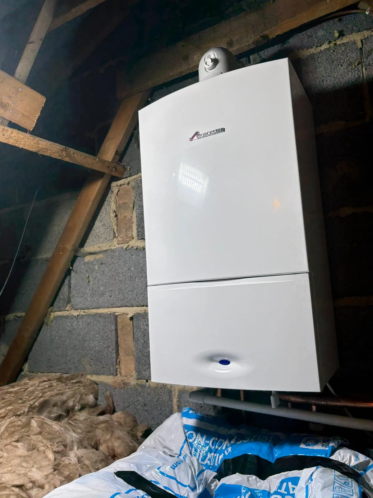 Newly fitted combi boiler with tidy pipework